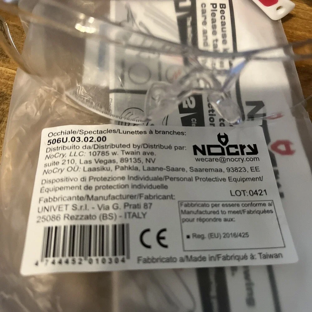 NoCry Safety Glasses Clear‎ Anti Fog Scratch Resistant Wrap-Around Lenses Pink
